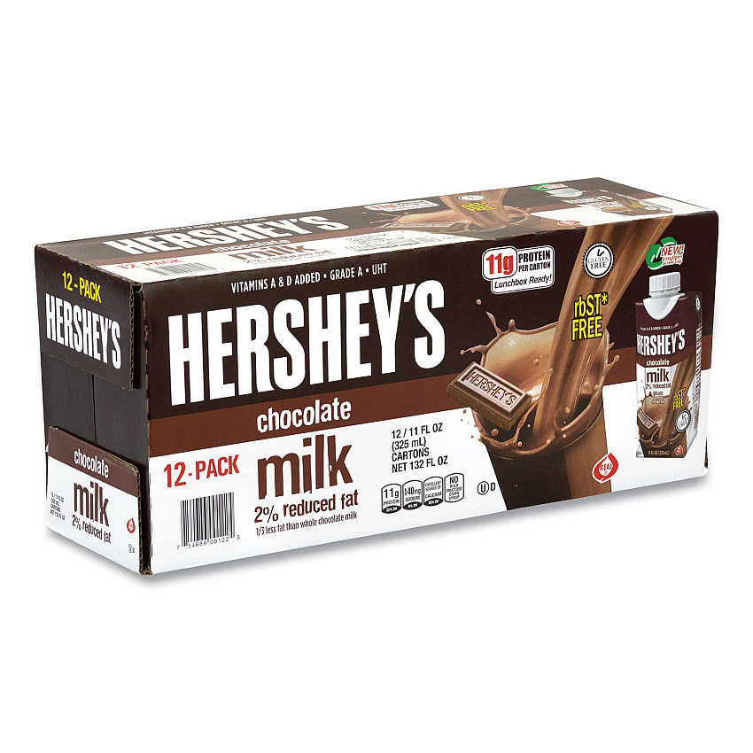 Hershey's 2% Reduced Fat Chocolate Milk, 11 oz, 12/Carton (GRR22000811)