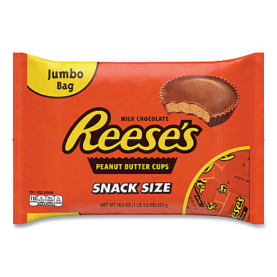 Reese's Snack Size Peanut Butter Cups, Jumbo Bag, 19.5 oz Bag (GRR24600012)