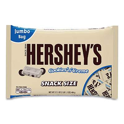 Hershey's Snack Size Bars, Cookies n Creme, 17.1 oz Bag, 2/Pack (GRR24600029)