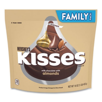 Hershey's KISSES Milk Chocolate with Almonds, Family Pack, 16 oz Bag, Delivered in 1-4 Business Days (24600449)