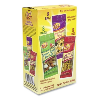 Kar's Trail Mix Variety Pack, Assorted Flavors, 24 Packets/Box, Delivered in 1-4 Business Days (28800012)