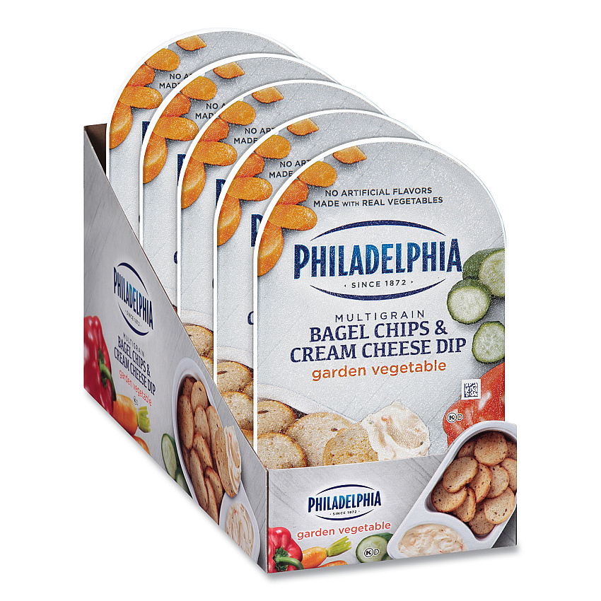 Kraft Multigrain Bagel Chips and Garden Vegetable Cream Cheese Dip, 2.5 oz, 5/Carton (GRR90200454)