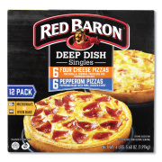 Red Baron Deep Dish Pizza Singles Variety Pack, Four Cheese/Pepperoni, 5.5 oz Pack, 12 Packs/Box, Ships in 1-3 Business Days (90300007)