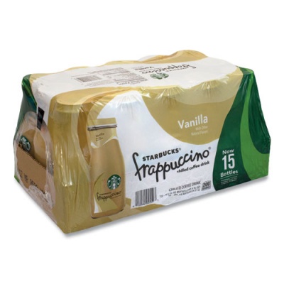 Starbucks Frappuccino Coffee, 9.5 oz Bottle, Vanilla, 15/Pack, Ships in 1-3 Business Days (90000050)