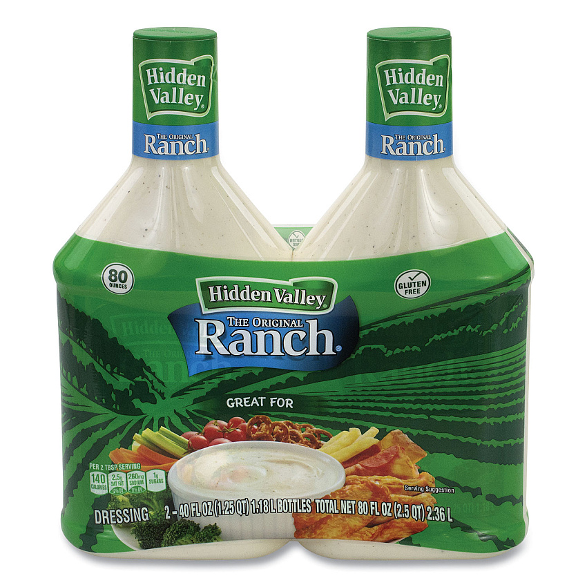 Hidden Valley Original Ranch Dressing, 40 oz Bottle, 2 Bottles/Carton (GRR90000027)