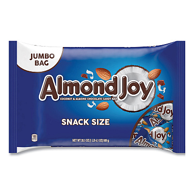 Almond Joy Snack Size Candy Bars, 20.1 oz Bag, 2/Carton (GRR24600348)