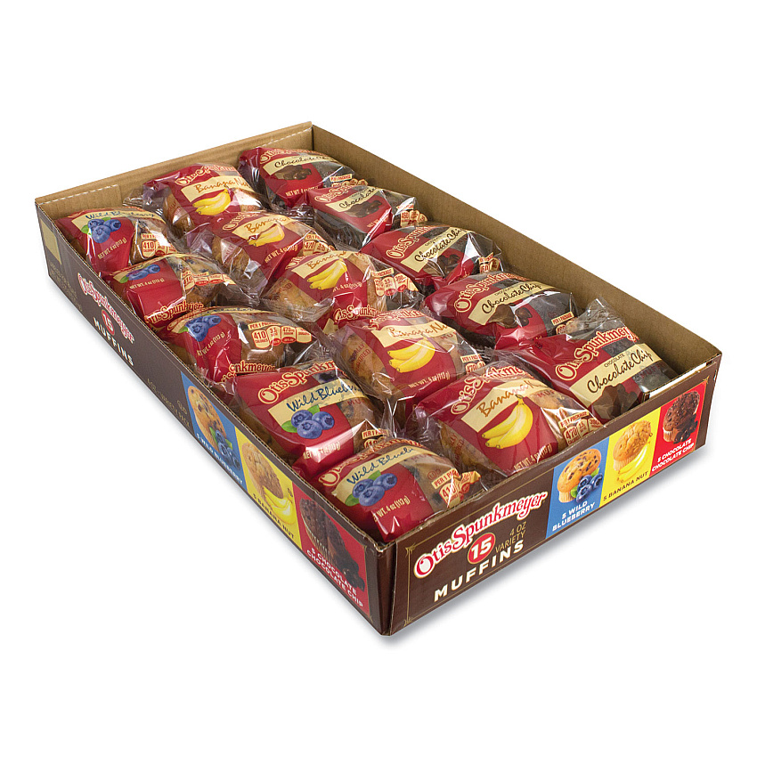 Otis Spunkmeyer Muffins Variety Pack, Assorted Flavors, 4 oz Pack, 15 Packs/Carton (GRR90000067)