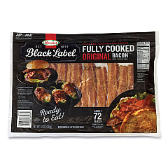 Hormel Black Label Fully Cooked Bacon, Original, 9.5 oz Package, Approximately 72 Slices/Carton (GRR90200109)