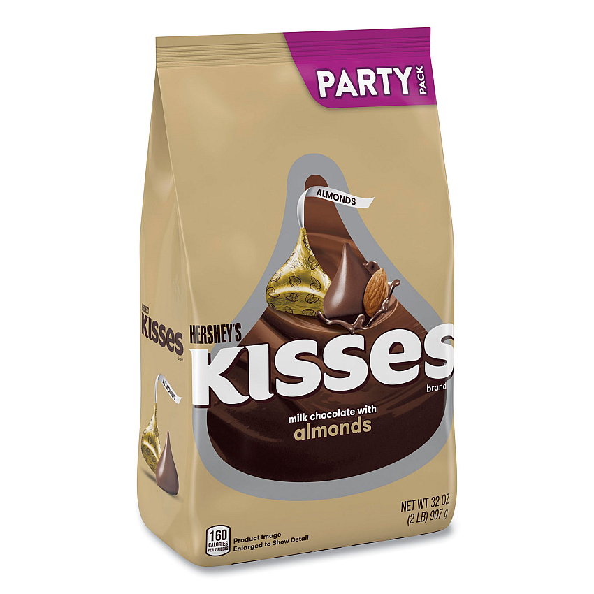Hershey's KISSES Milk Chocolate with Almonds, Party Pack, 32 oz Bag (GRR24600418)