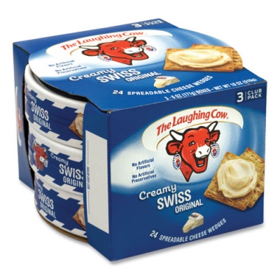 The Laughing Cow Creamy Swiss Wedge, 6 oz Tub, 3 Tubs/Pack, Ships in 1-3 Business Days (90200065)