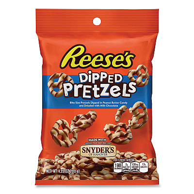 Reese's Dipped Pretzels, 4.25 oz Bag, 4/Carton (GRR24600288)