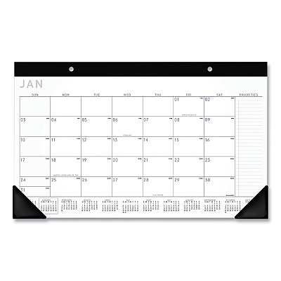 AT-A-GLANCE Contemporary Monthly Desk Pad, 18 x 11, White Sheets, Black Binding/Corners,12-Month (Jan to Dec): 2026 (SK14X00)