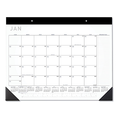 AT-A-GLANCE Contemporary Monthly Desk Pad, 22 x 17, White Sheets, Black Binding/Corners,12-Month (Jan to Dec): 2026 (SK24X00)