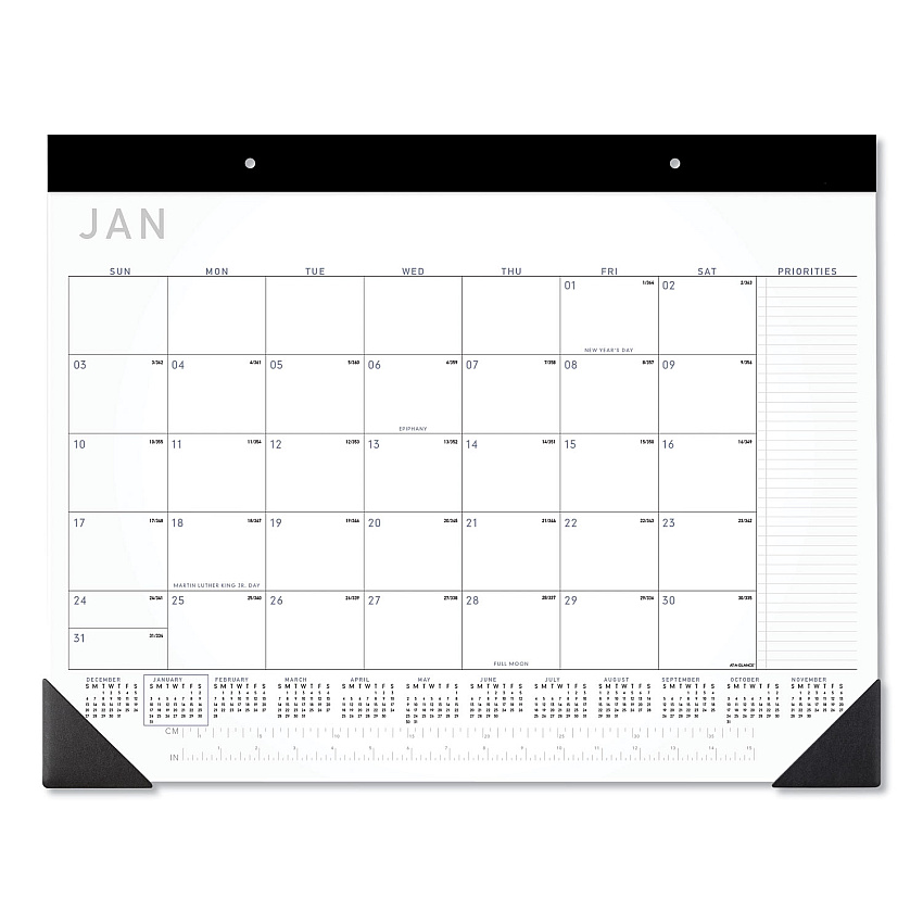 AT-A-GLANCE Contemporary Monthly Desk Pad, 22 x 17, White Sheets, Black Binding/Corners,12-Month (Jan to Dec): 2026 (SK24X00)