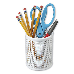 Artistic Urban Collection Punched Metal Pencil Cup, 3.5" Diameter x 4.5"h, White (AOPART20005WH)