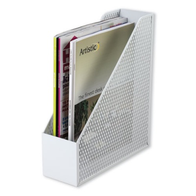 Artistic Urban Collection Punched Metal Magazine File, 3.5 x 10 x 11.5, White (ART20004WH)