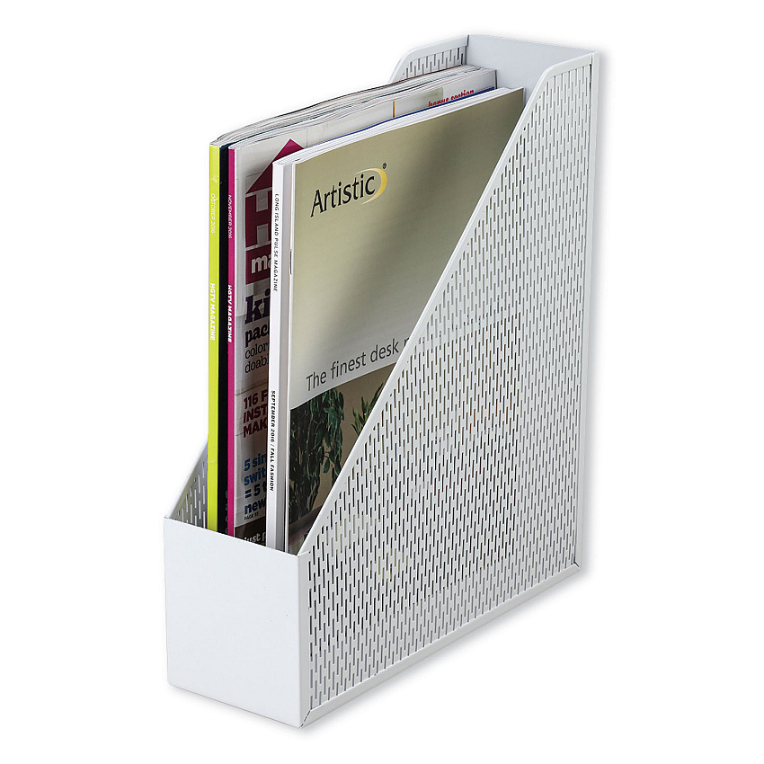 Artistic Urban Collection Punched Metal Magazine File, 3.5 x 10 x 11.5, White (AOPART20004WH)