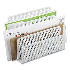Artistic Urban Collection Punched Metal Letter Sorter, 3 Sections, DL to A6 Size Files, 6.5" x 3.25" x 5.5", White (AOPART20003WH)