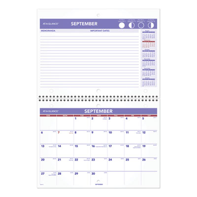 AT-A-GLANCE Wirebound Monthly Desk/Wall Calendar, 11 x 8, White Sheets, 16-Month (Sept to Dec): 2022 to 2023 (SK1616)