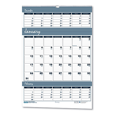 House of Doolittle Bar Harbor Recycled Wirebound 3-Months-per-Page Wall Calendar, 15.5 x 22, White/Blue/Gray, 14-Month: Dec 2025 to Jan 2027 (343)