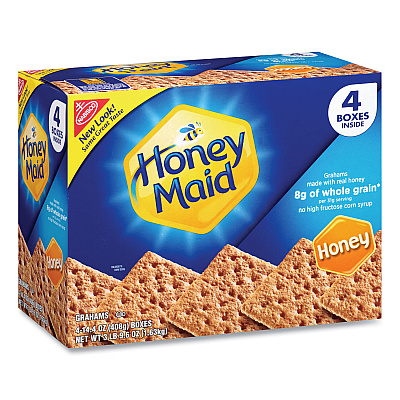 Nabisco Honey Maid Honey Grahams, 14.4 oz Box, 4 Boxes/Pack (GRR22000442)