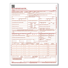 Adams CMS Health Insurance Claim Form, Two-Part Carbonless, 8.5 x 11, 100 Forms Total (ABFCMS1500L1V)