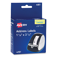 Avery Thermal Printer Labels, Thermal Printers, 1.13 x 3.5, Clear, 120/Roll, 1 Roll/Pack (AVE04151)