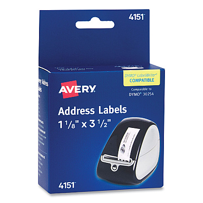 Avery Thermal Printer Labels, Thermal Printers, 1.13 x 3.5, Clear, 120/Roll, 1 Roll/Pack (AVE04151)