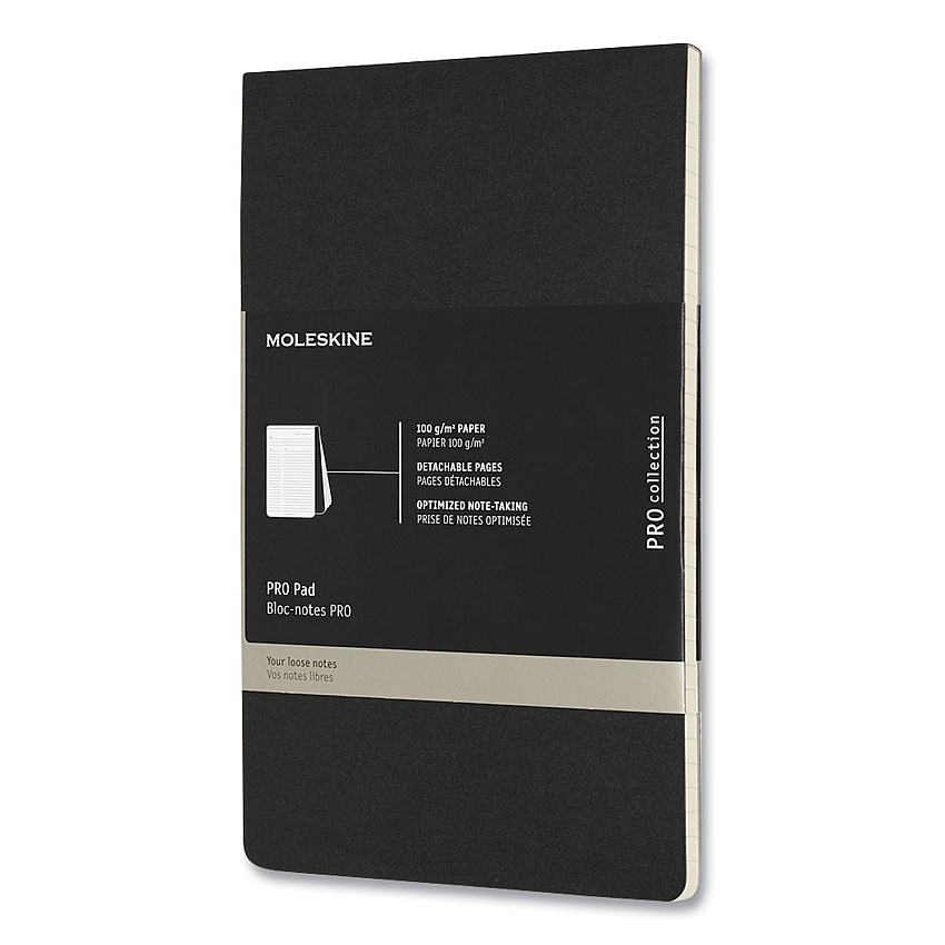 Moleskine PRO Pad, Meeting-Minutes/Notes Format, Black Cover, 96 Ivory 5 x 8.25 Sheets (HBG620916)