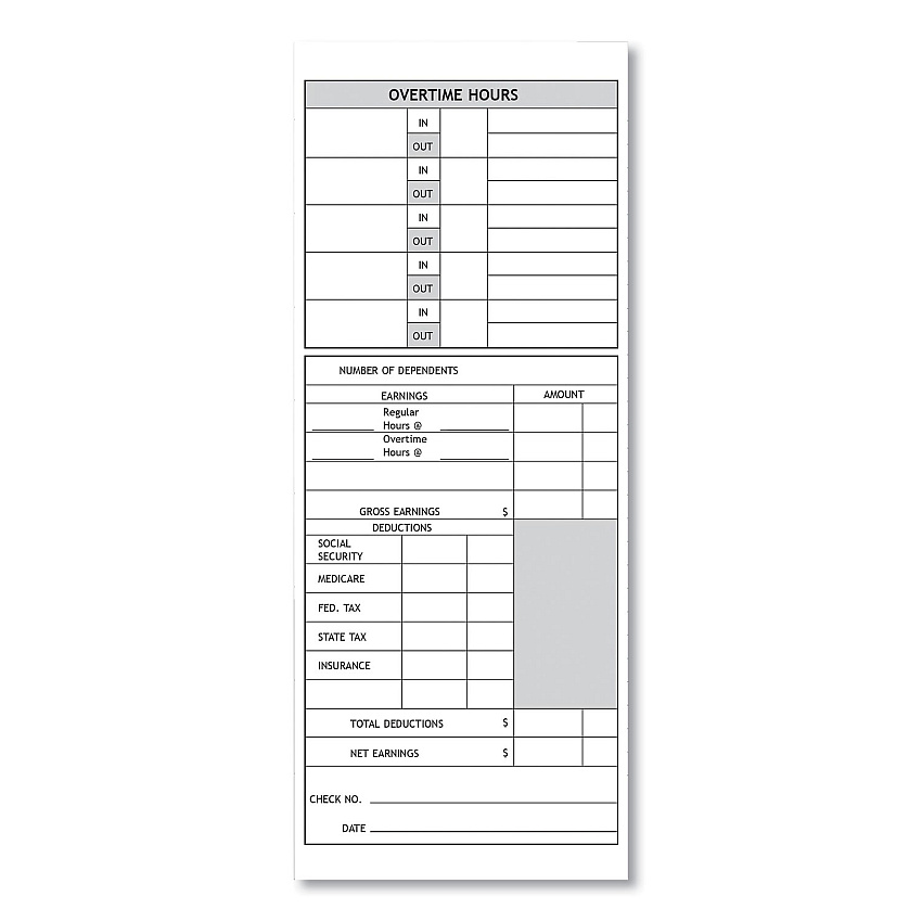 Time Clock Cards for Pyramid Technologies 1000/2000, Two Sides, 3.5 x 9, 100/Pack (PTI33111)