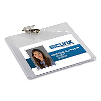 SICURIX Badge Holder, Horizontal, 3 x 4, Clear, 50/Pack (SRXBAU67840)