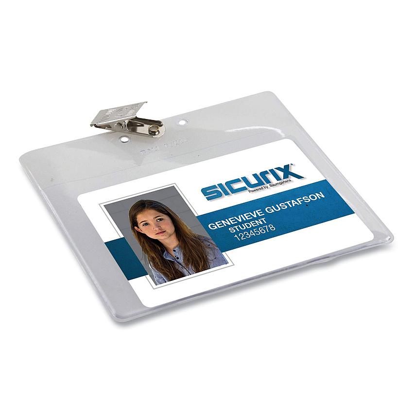 SICURIX Badge Holder, Horizontal, 3 x 4, Clear, 50/Pack (SRXBAU67840)