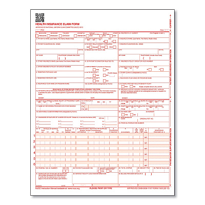 ComplyRight CMS-1500 Health Insurance Claim Form, One-Part (No Copies), 8.5 x 11, 250 Forms Total (TFPCMS12LC250)