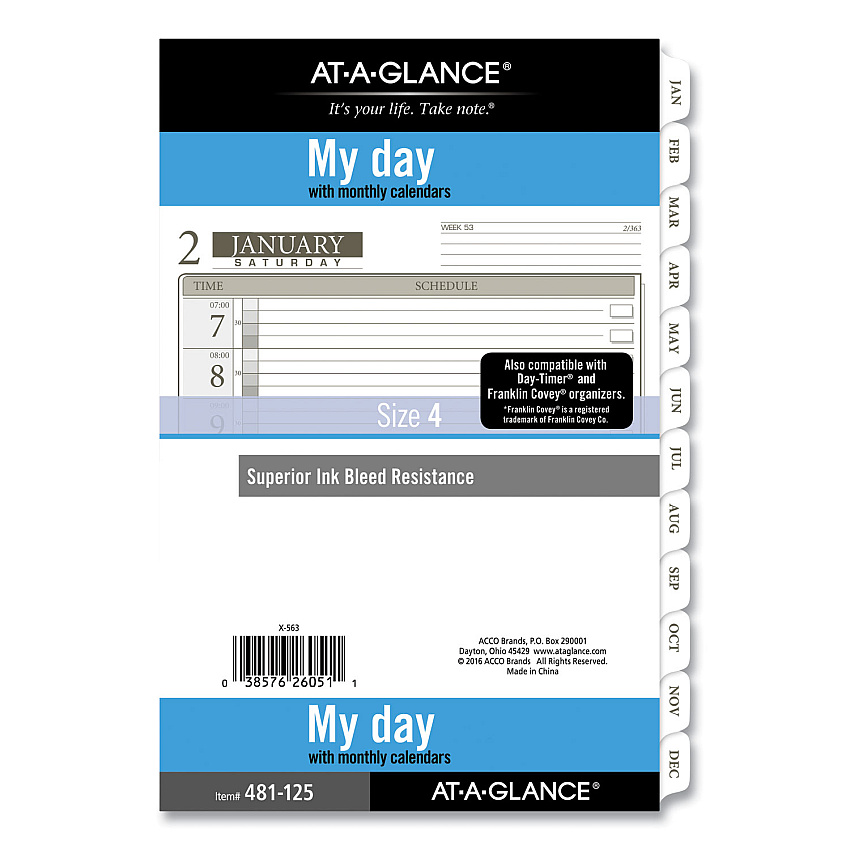 AT-A-GLANCE 1-Page-Per-Day Planner Refills, 8.5 x 5.5, White Sheets, 12-Month (Jan to Dec): 2026 (48112521)