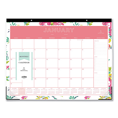 Blue Sky Day Designer Peyton Desk Pad Calendar, Floral Artwork, 22 x 17, Black Binding, Clear Corners, 12-Month (Jan to Dec): 2026 (103631)