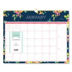 Blue Sky Day Designer Peyton Wall Calendar, Peyton Floral Artwork, 15 x 12, White/Navy Sheets, 12-Month (Jan to Dec): 2023 (103627)