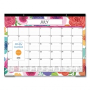 Blue Sky Mahalo Academic Desk Pad, Floral Artwork, 22 x 17, Black Binding, Clear Corners, 12-Month (July-June): 2022-2023 (100157)