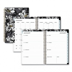 Blue Sky Baccara Dark Create-Your-Own Cover Weekly/Monthly Planner, Floral, 8 x 5, Gray/Black/Gold Cover, 12-Month (Jan-Dec): 2023 (110212)
