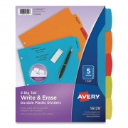 Avery Big Tab Write and Erase Durable Plastic Dividers, 5-Tab, 11 x 8.5, Assorted, 1 Set (16129)