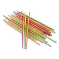 Berkley Square Neon Sip Sticks, 5.5" Polypropylene, Assorted, 1,000/Pack (BSQ1241202)