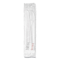 Berkley Square Medium Heavyweight Cutlery Kit, Plastic Fork/Spoon/Knife/Salt/Pepper/Napkin, White, 250/Carton (BSQ1181239)