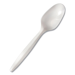 Berkley Square Mediumweight Polypropylene Cutlery, Spoon, White, 1,000/Carton (BSQ1013000)