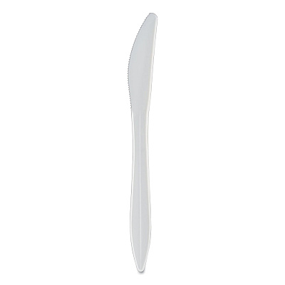 Berkley Square Mediumweight Polypropylene Cutlery, Knife, White, 1,000/Carton (BSQ1011000)