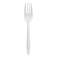 Berkley Square Mediumweight Polypropylene Cutlery, Fork, White, 1,000/Carton (BSQ1012000)