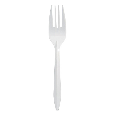 Berkley Square Mediumweight Polypropylene Cutlery, Fork, White, 1,000/Carton (BSQ1012000)