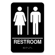 COSCO Indoor Restroom Door Sign, Unixex 5.5 x 8.5, Black/White (CSC098096)