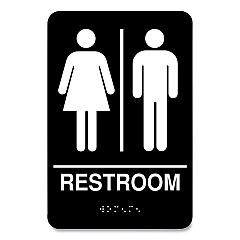 COSCO Indoor Restroom Door Sign, Unixex 5.5 x 8.5, Black/White (CSC098096)