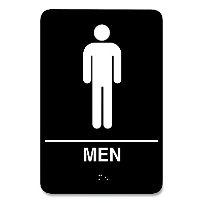 COSCO Indoor Restroom Door Sign, Men/Women, 5.9 x 9, Black/White, 2/Pack (CSC098095)