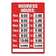 COSCO Open/Closed Business Hours Sign Kit, 8 x 12, Red (CSC098071)