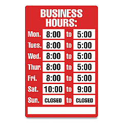 COSCO Open/Closed Business Hours Sign Kit, 8 x 12, Red (CSC098071)